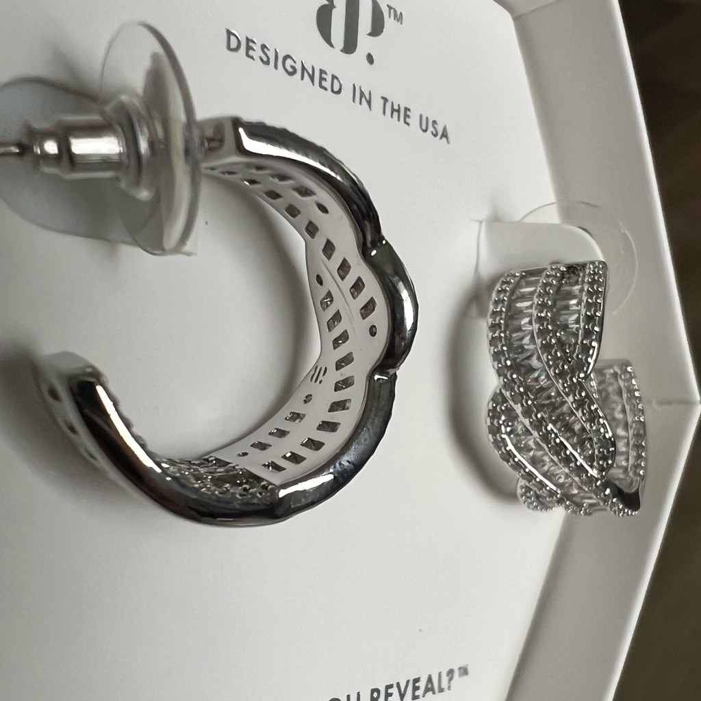 Bp April 25 Cz Rhodium Hoop Earrings Linked By Fate